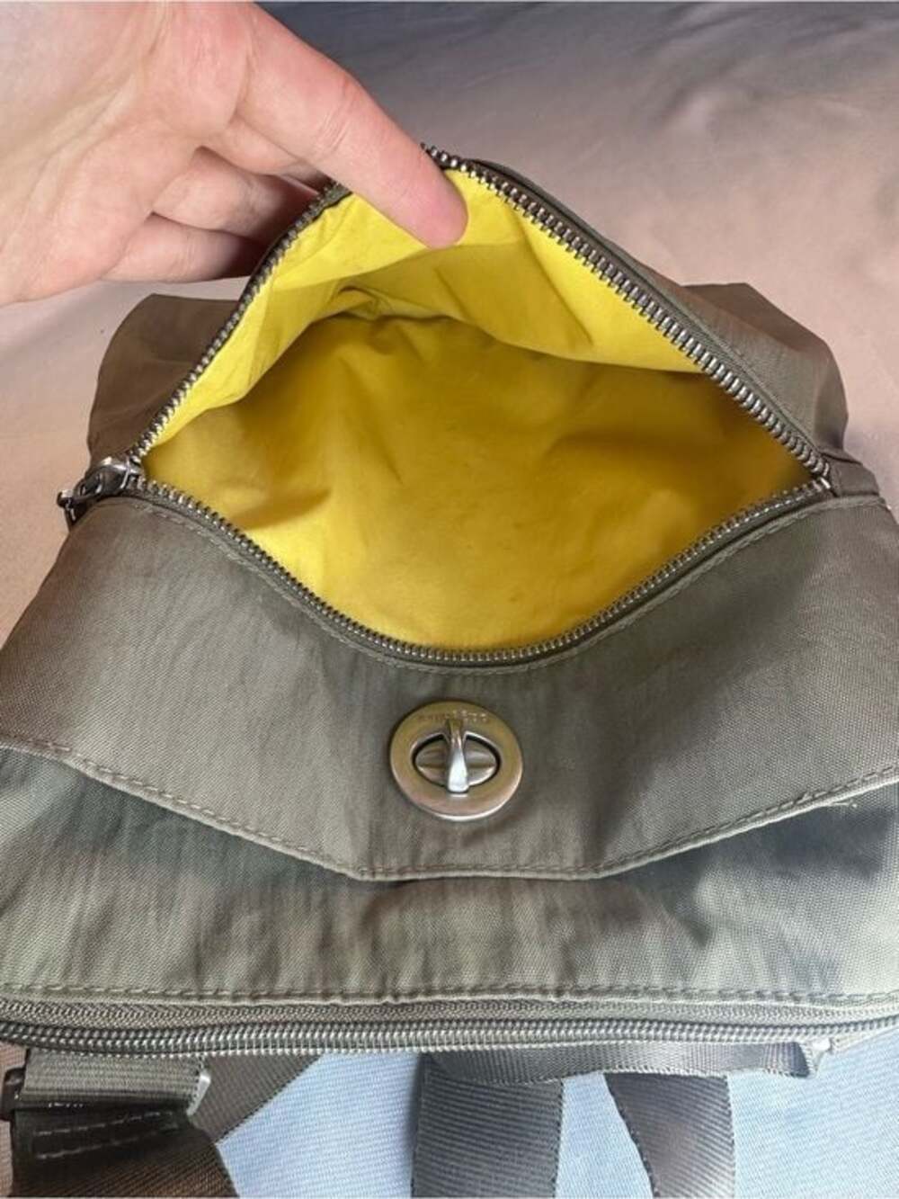 Baggallini Olive Green Crossbody Bag with Silver Hardware - Picture 9 of 9